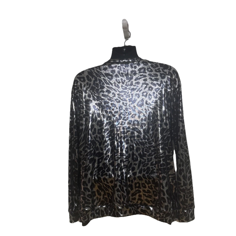 Rebel Raven Women's Full Zip Jacket Sheer Navy Silver Leopard Sz M Trendy - Picture 5 of 12